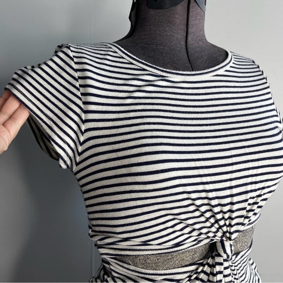 Cleo Pin Striped Cutout Mini Dres w/ Front Knot Size Small - Picture 3 of 6